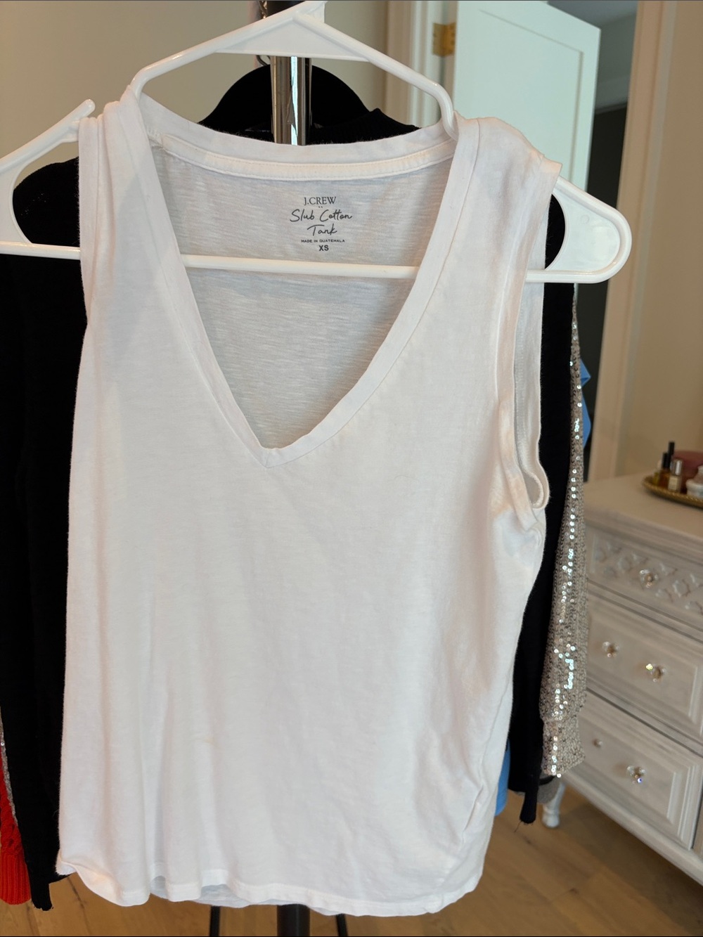 J. Crew White V-Neck Slim Cotton Tank Top